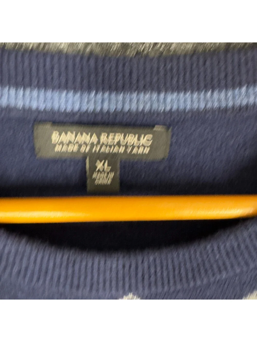 Banana Republic Sweater Pullover Men XL Blue Geometric Knit Wool Long Sleeve